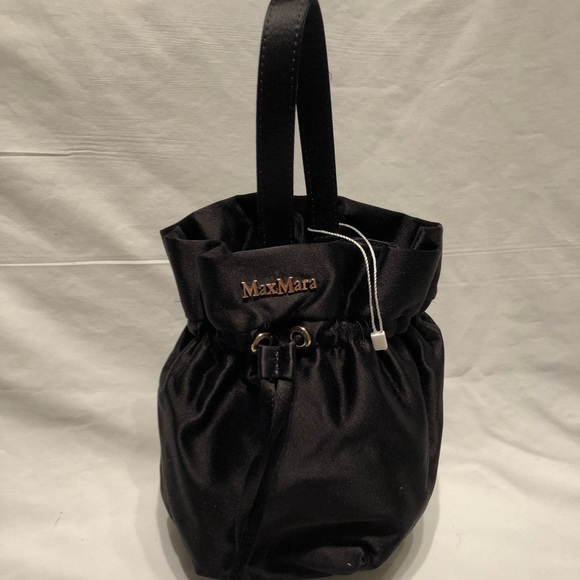 NWOT Authentic MaxMara black satin clutch purse - Picture 3 of 7